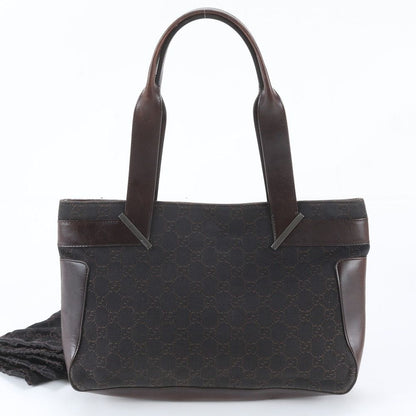 Gucci GG Canvas Leather Tote Shoulder Hand Brown