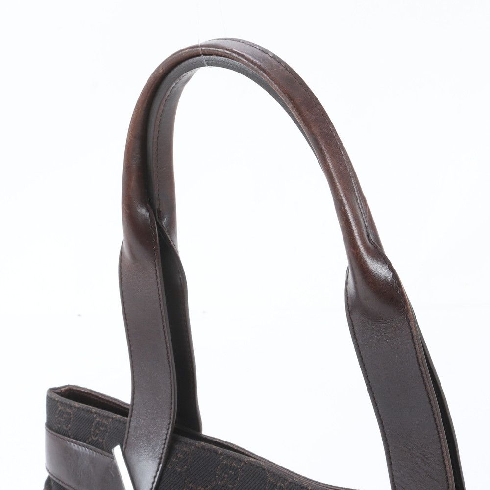 Gucci GG Canvas Leather Tote Shoulder Hand Brown — view 2