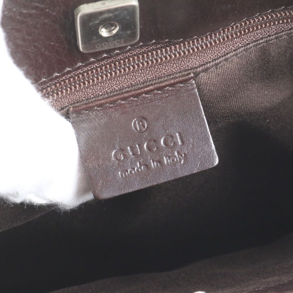 Gucci GG Canvas Leather Tote Shoulder Hand Brown — view 8