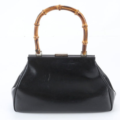 Gucci Bamboo Kiss Lock Leather Handbag Black — view 3
