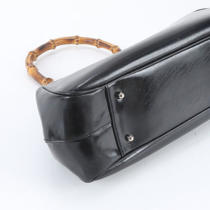 Gucci Bamboo Kiss Lock Leather Handbag Black — view 5