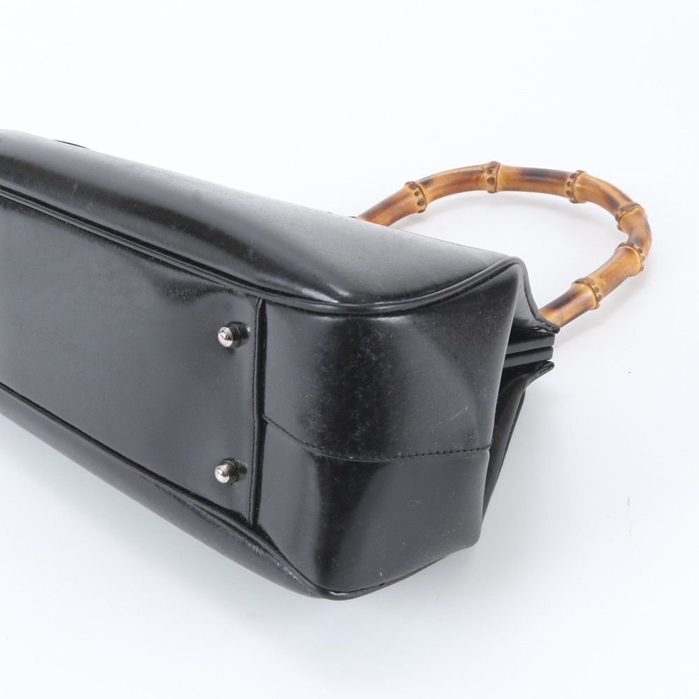 Gucci Bamboo Kiss Lock Leather Handbag Black — view 4