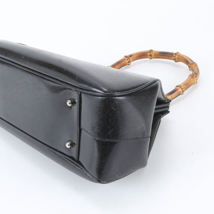 Gucci Bamboo Kiss Lock Leather Handbag Black — view 4