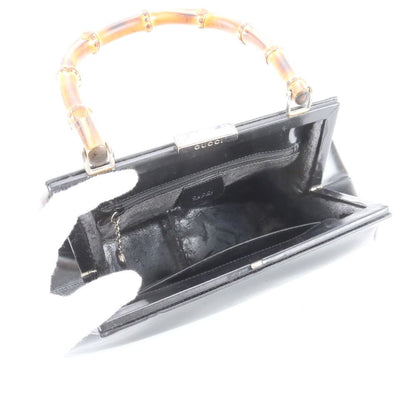 Gucci Bamboo Kiss Lock Leather Handbag Black — view 7