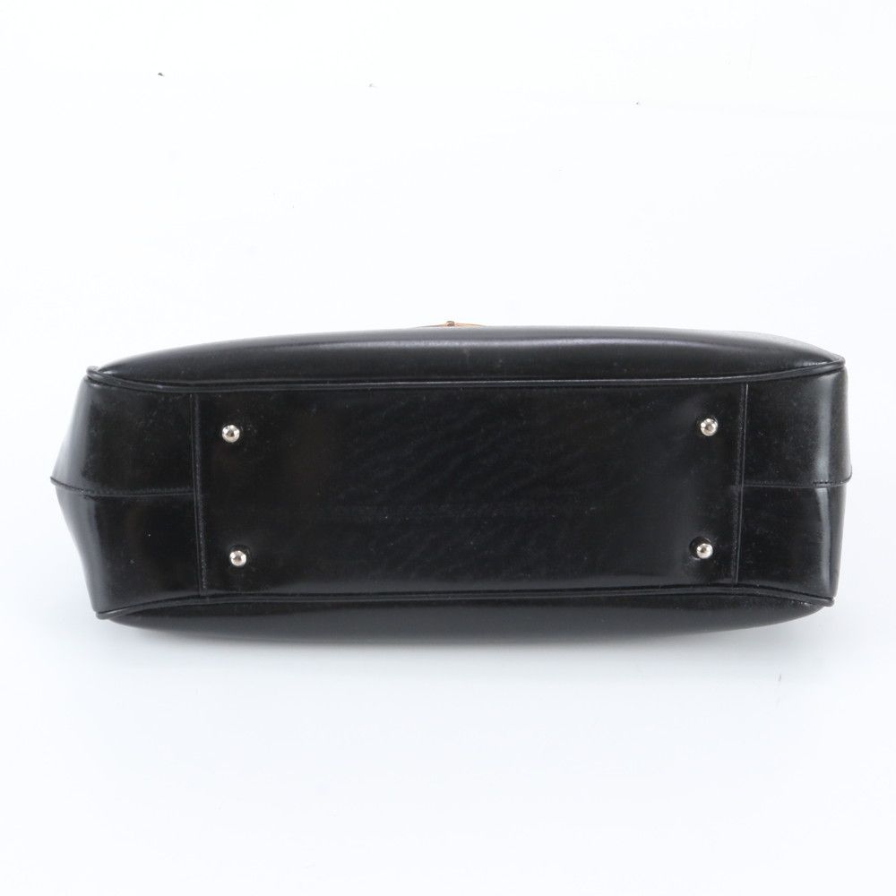 Gucci Bamboo Kiss Lock Leather Handbag Black — view 6