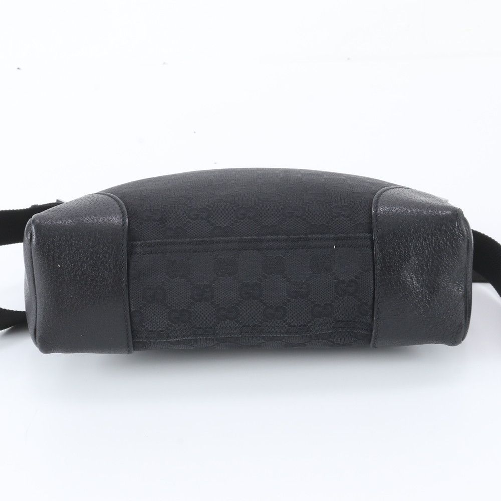 Gucci GG Canvas Leather Shoulder Bag Crossbody Messenger Black — view 6