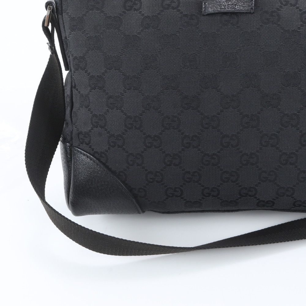 Gucci GG Canvas Leather Shoulder Bag Crossbody Messenger Black — view 2