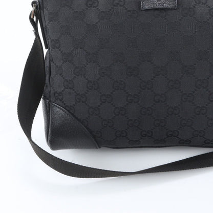 Gucci GG Canvas Leather Shoulder Bag Crossbody Messenger Black — view 2