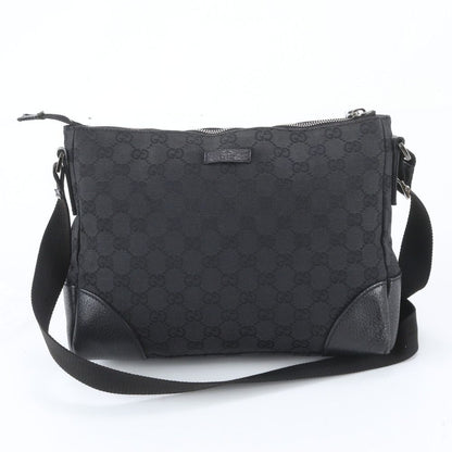 Gucci GG Canvas Leather Shoulder Bag Crossbody Messenger Black