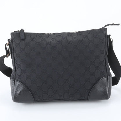 Gucci GG Canvas Leather Shoulder Bag Crossbody Messenger Black — view 3