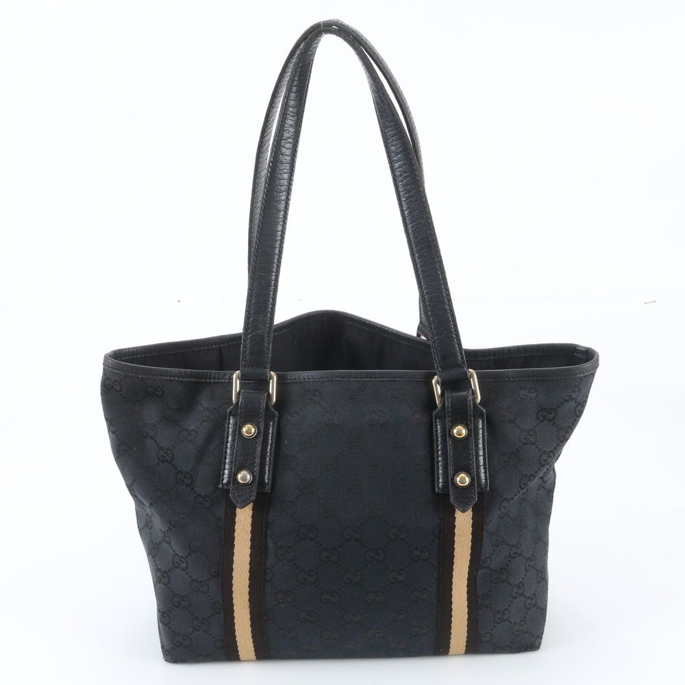 Gucci GG Canvas Leather Tote Shoulder Hand Black — view 3