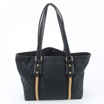 Gucci GG Canvas Leather Tote Shoulder Hand Black — view 3