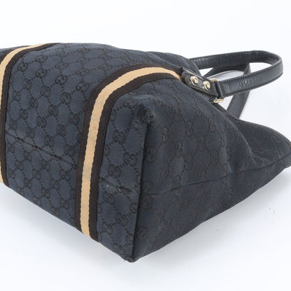 Gucci GG Canvas Leather Tote Shoulder Hand Black — view 4