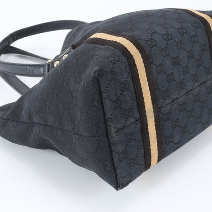 Gucci GG Canvas Leather Tote Shoulder Hand Black — view 5