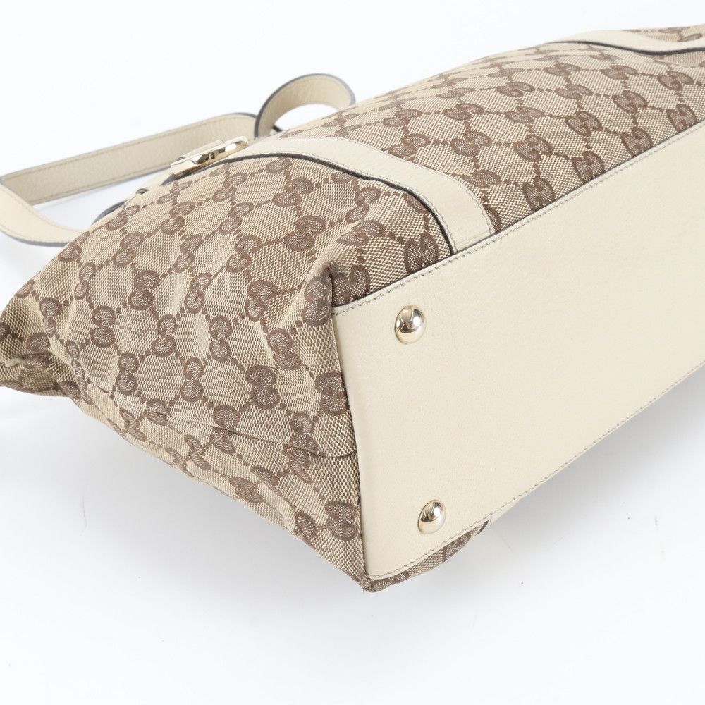 Gucci GG Canvas Abbey Leather Tote — view 5