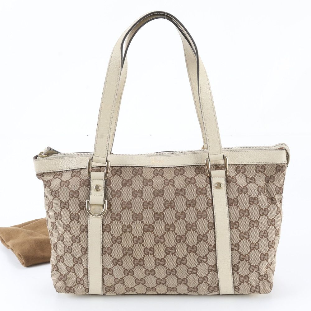 Gucci GG Canvas Abbey Leather Tote