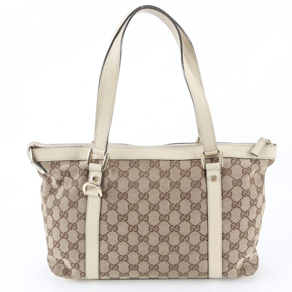 Gucci GG Canvas Abbey Leather Tote — view 3