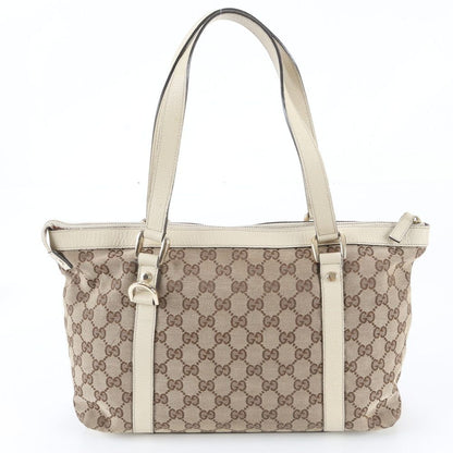 Gucci GG Canvas Abbey Leather Tote — view 3