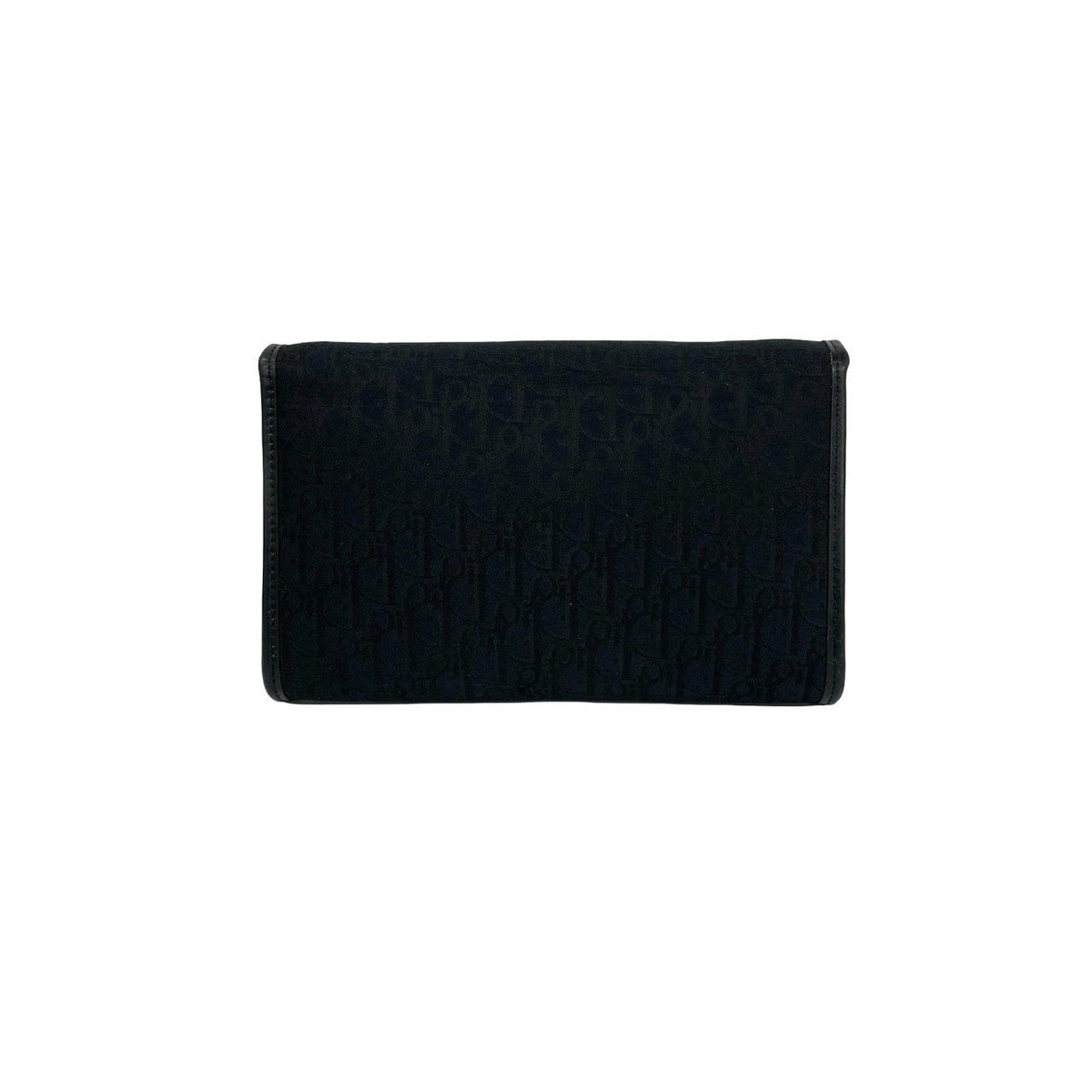 Dior Vintage Logo Trotter Canvas Leather 2-Way Shoulder Bag Black — view 3