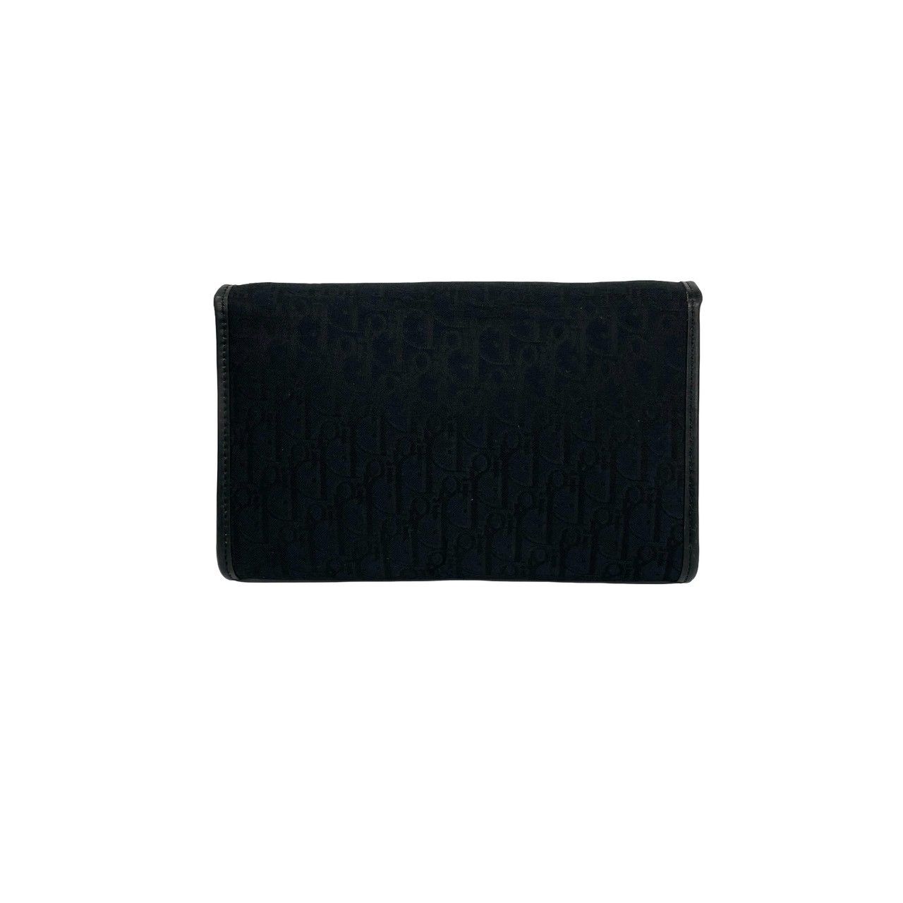Dior Vintage Logo Trotter Canvas Leather 2-Way Shoulder Bag Black — view 3