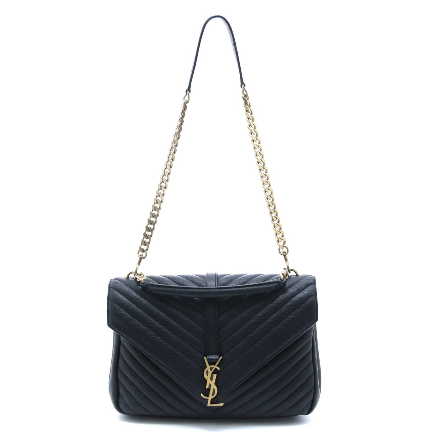 Saint Laurent Classic Monogram 2-Way Black Leather Shoulder Bag