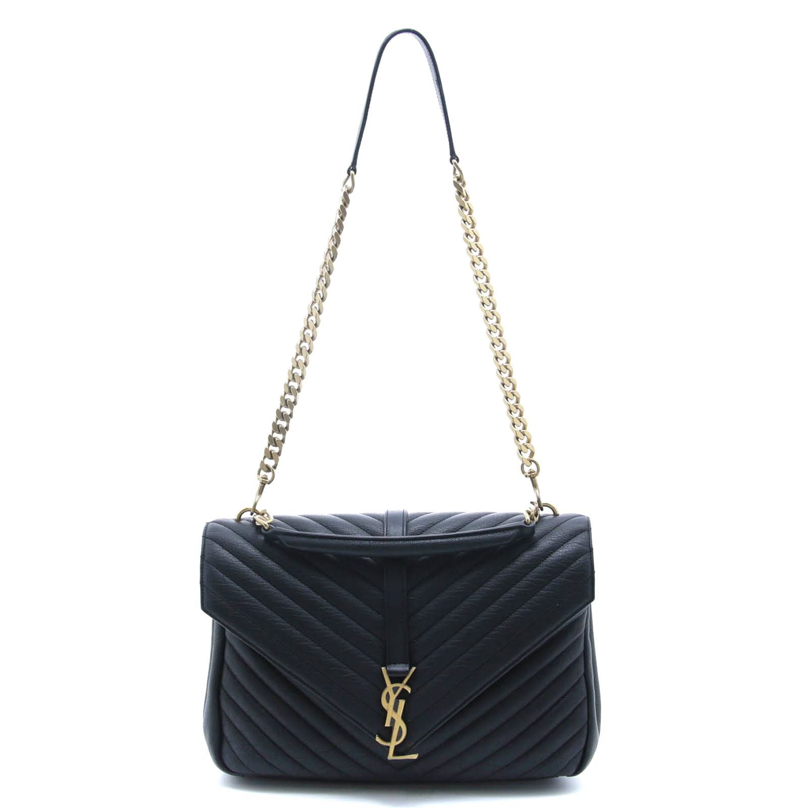 Saint Laurent Classic Monogram 2-Way Black Leather Shoulder Bag