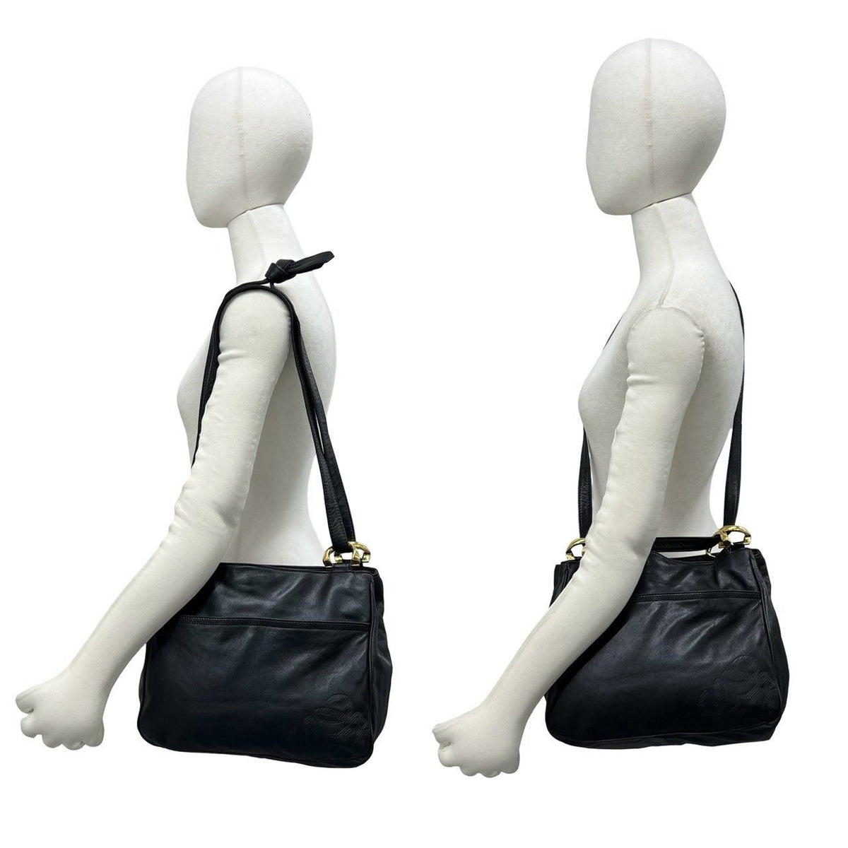 Loewe Vintage Anagram Logo Nappa Leather Shoulder Bag Tote Black — view 2