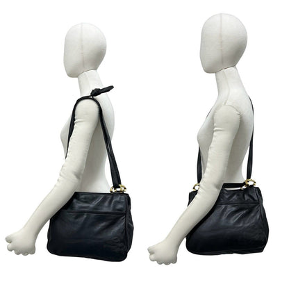 Loewe Vintage Anagram Logo Nappa Leather Shoulder Bag Tote Black — view 2