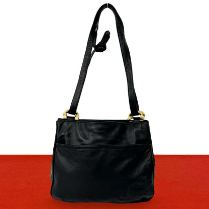 Loewe Vintage Anagram Logo Nappa Leather Shoulder Bag Tote Black