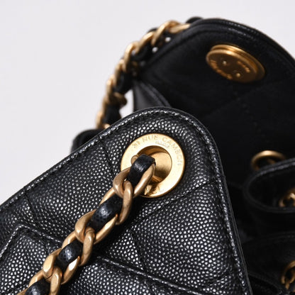 Chanel 25 Mini Handbag CC Logo Caviar Leather Black Gold — view 5