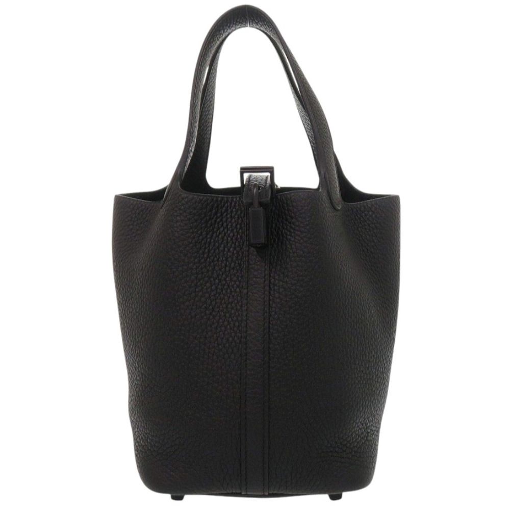 Hermes Picotin Lock PM Monochrome So Black Taurillon Clemence Handbag — view 6