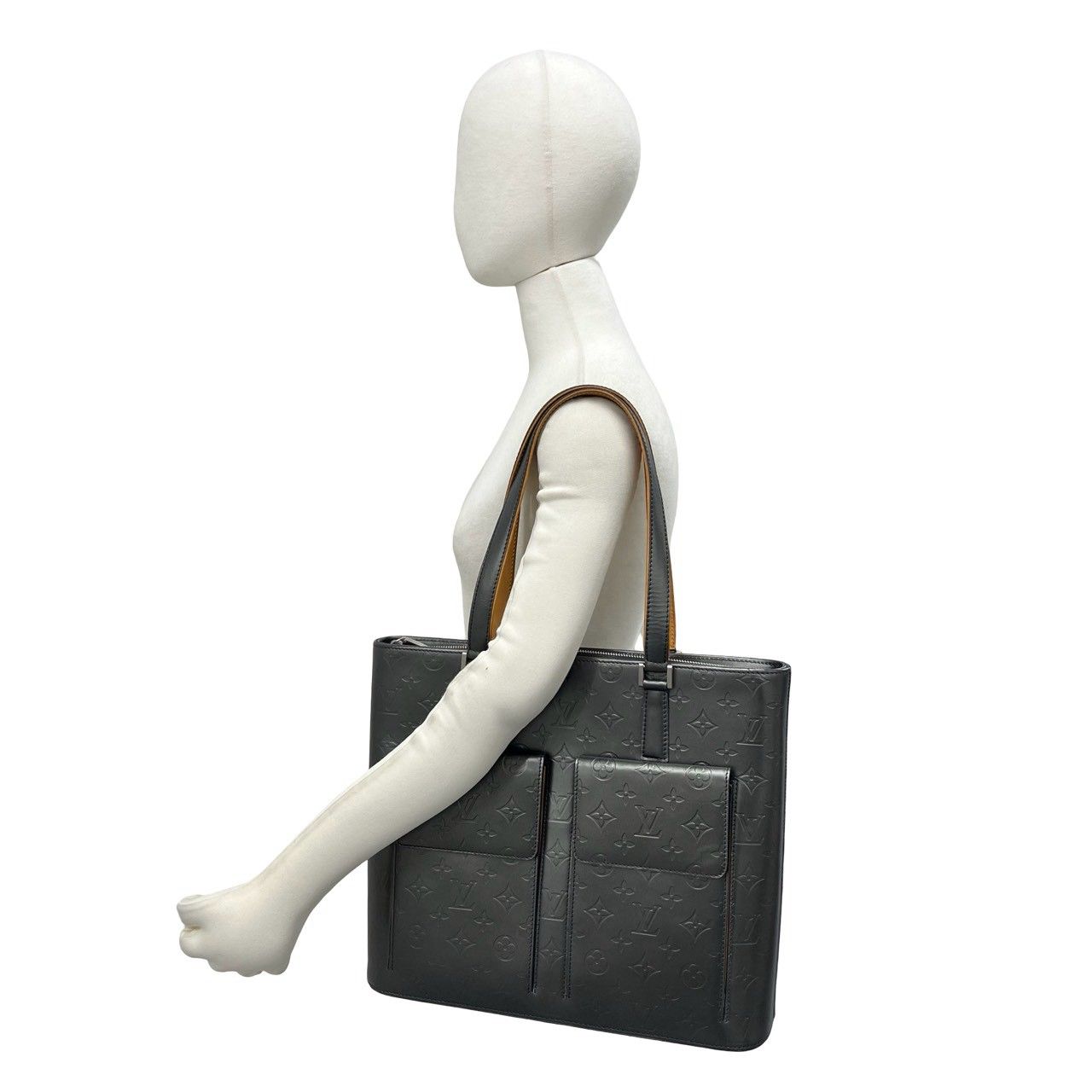 Louis Vuitton Wilwood Monogram Matte Leather Tote Black Noir — view 2