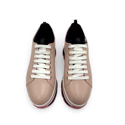 Prada Sneakers Leather Pink White Black Sports Thick Sole — view 2