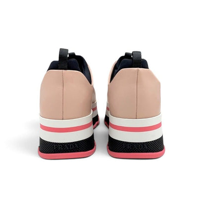 Prada Sneakers Leather Pink White Black Sports Thick Sole — view 5