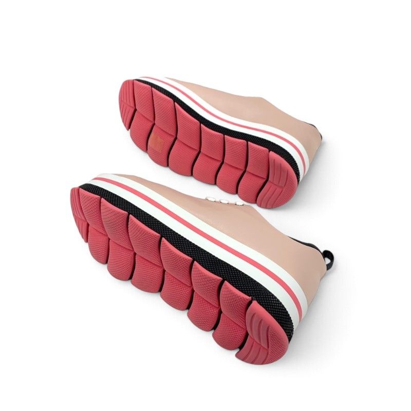 Prada Sneakers Leather Pink White Black Sports Thick Sole — view 6