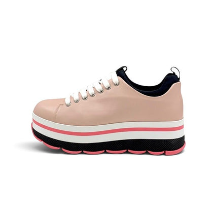 Prada Sneakers Leather Pink White Black Sports Thick Sole — view 3