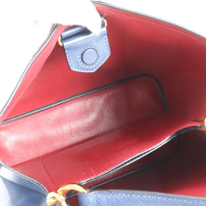 Prada Saffiano Leather Triangle Logo Blue Handbag Tote — view 8