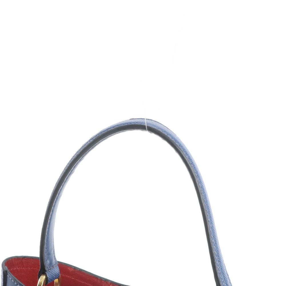 Prada Saffiano Leather Triangle Logo Blue Handbag Tote — view 2