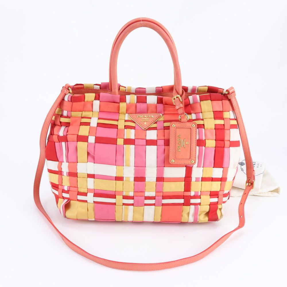 Prada Tessuto Nylon Triangle Logo Leather 2-Way Shoulder Bag