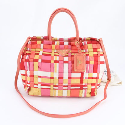 Prada Tessuto Nylon Triangle Logo Leather 2-Way Shoulder Bag