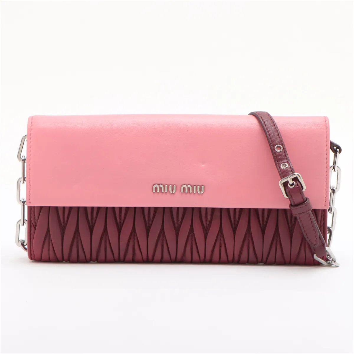 Miu Miu Matelasse Chain Wallet Shoulder Bag Leather