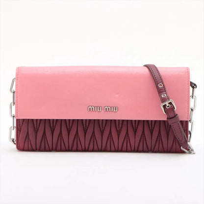 Miu Miu Matelasse Chain Wallet Shoulder Bag Leather