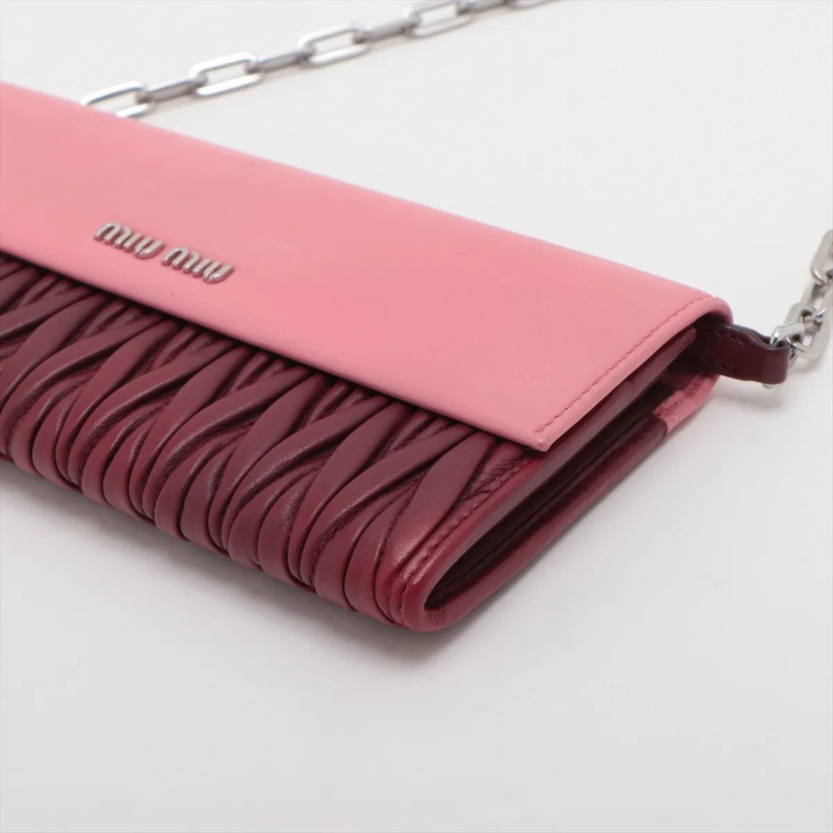 Miu Miu Matelasse Chain Wallet Shoulder Bag Leather — view 3