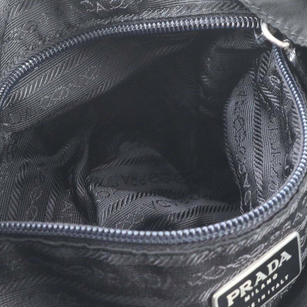Prada Tessuto Nylon Triangle Logo Leather Backpack Black — view 8