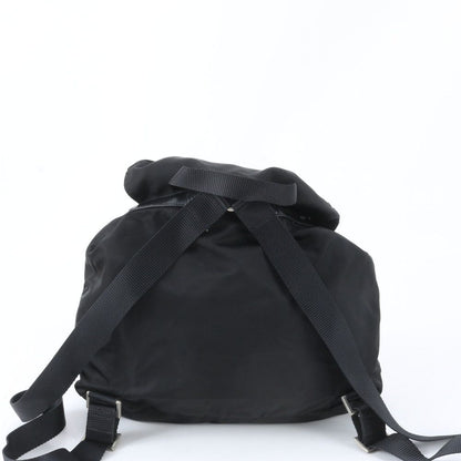 Prada Tessuto Nylon Triangle Logo Leather Backpack Black — view 3