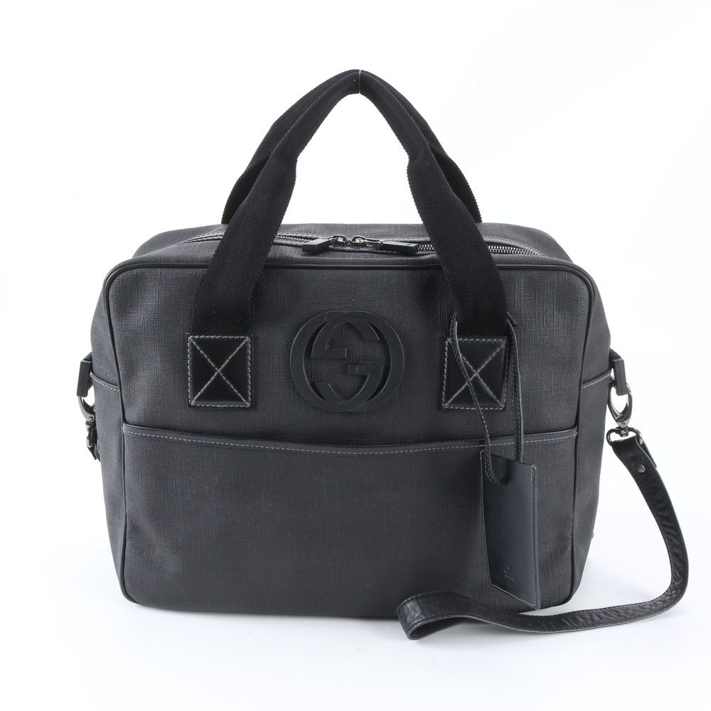 Gucci Interlocking G Leather 2-Way Business Bag Crossbody Document Bag