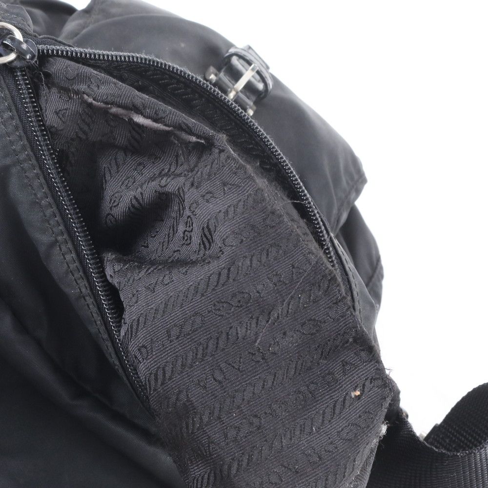 Prada Tessuto Nylon Triangle Logo Leather Shoulder Bag Crossbody Messenger Black — view 8