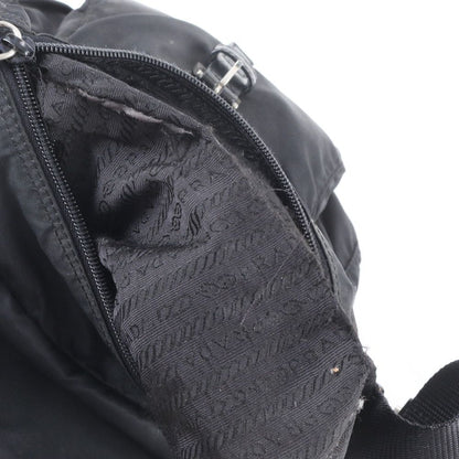 Prada Tessuto Nylon Triangle Logo Leather Shoulder Bag Crossbody Messenger Black — view 8