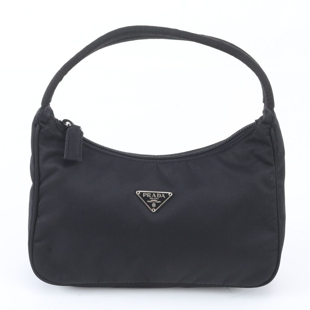 Prada Tessuto Nylon Triangle Logo Handbag Black Brands