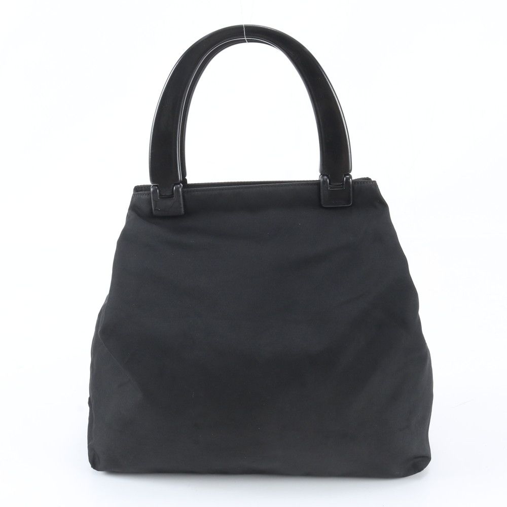 Prada Tessuto Nylon Plastic Handle Handbag Tote Black